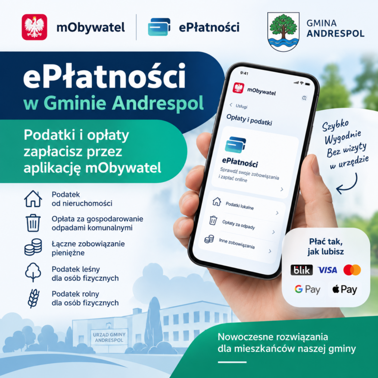 ePłatności w Gminie Andrespol. Podatki i opłaty można już zapłacić przez mObywatel